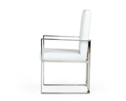 Fowler - Modern White Eco-Leather Dining Armchair
