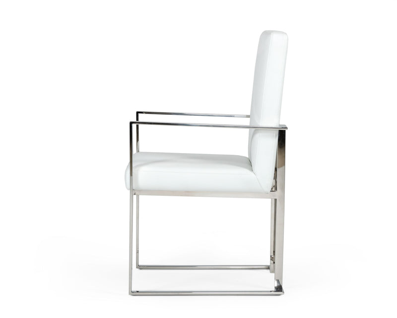 Fowler - Modern White Eco-Leather Dining Armchair