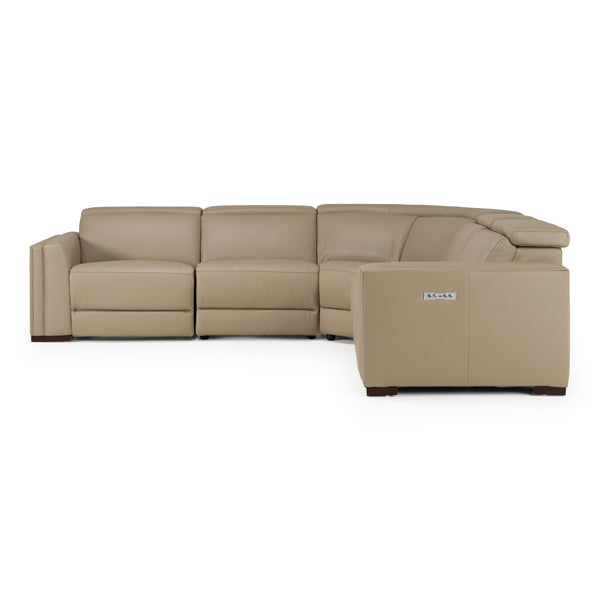 Frazier - Modern Tan Leather Sectional Sofa with 3 Recliners