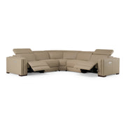 Frazier - Modern Tan Leather Sectional Sofa with 3 Recliners — view 2