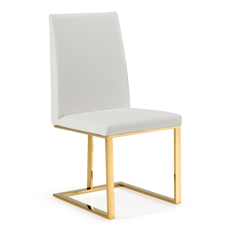 Frankie - Contemporary White & Gold Dining Chair — view 3