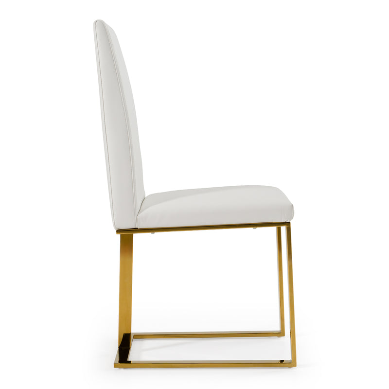 Frankie - Contemporary White & Gold Dining Chair — view 4