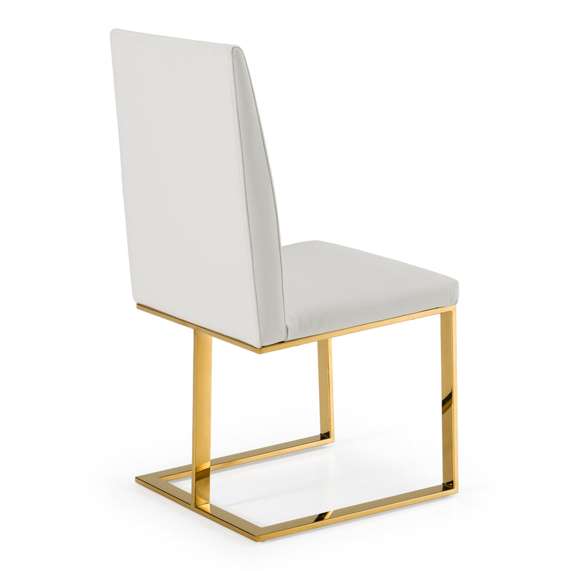 Frankie - Contemporary White & Gold Dining Chair — view 5