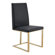 Frankie - Modern Dark Grey Vegan Leather + Antique Brass Dining Chair — view 5