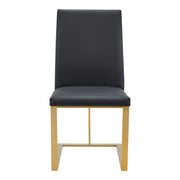 Frankie - Modern Dark Grey Vegan Leather + Antique Brass Dining Chair — view 4