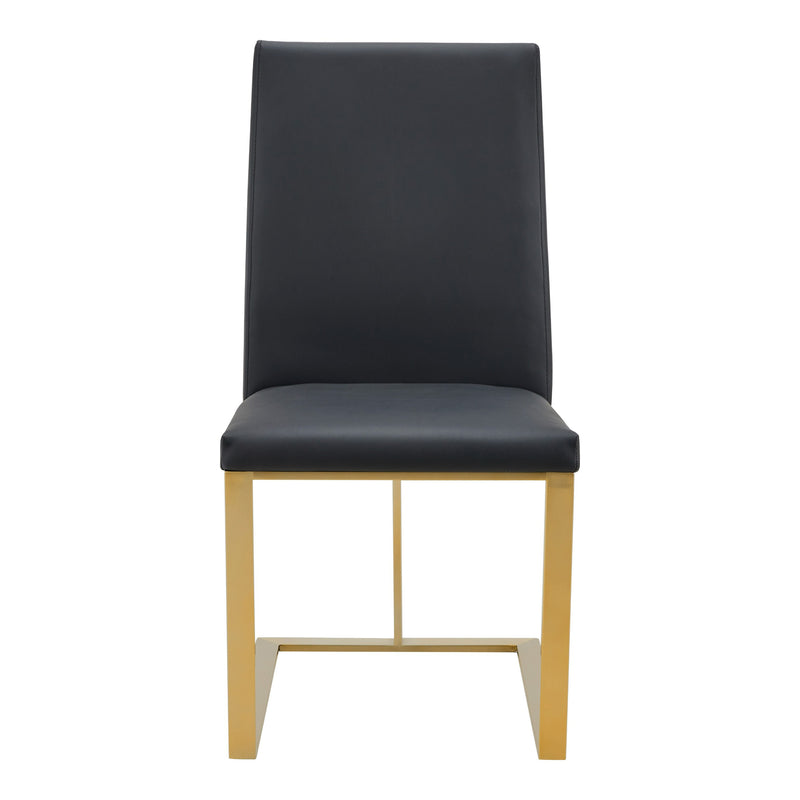 Frankie - Modern Dark Grey Vegan Leather + Antique Brass Dining Chair — view 4