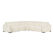 Frazier - Modern White Leather Sectional Sofa with 3 Recliners