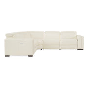 Frazier - Modern White Leather Sectional Sofa with 3 Recliners — view 2