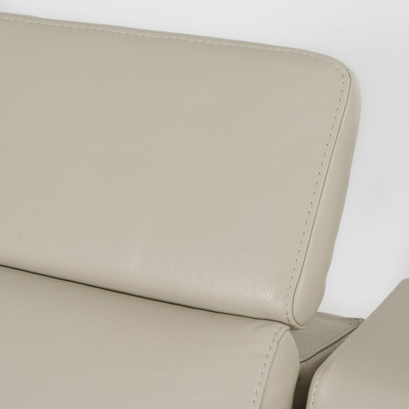 Frazier - Modern Light Grey Leather Sectional Sofa with 3 Recliners + Console — view 5
