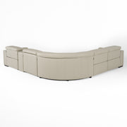 Frazier - Modern Light Grey Leather Sectional Sofa with 3 Recliners + Console — view 4