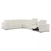 Frazier - Modern White Leather Sectional Sofa with 3 Recliners + Console — view 4