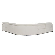Frazier - Modern White Leather Sectional Sofa with 3 Recliners + Console — view 5