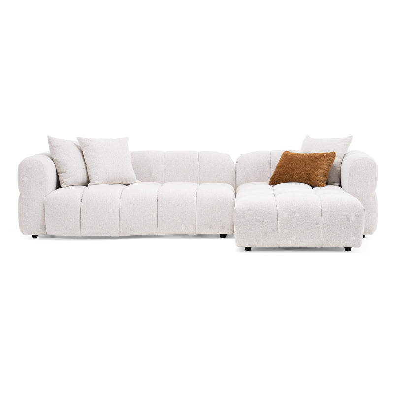Freya - Modern Beige Fabric Sectional Sofa w/ Console — view 3