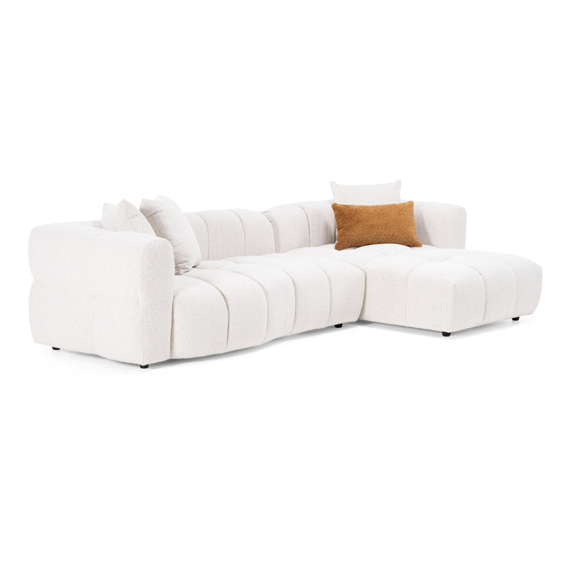 Freya - Modern Beige Fabric Sectional Sofa w/ Console — view 4