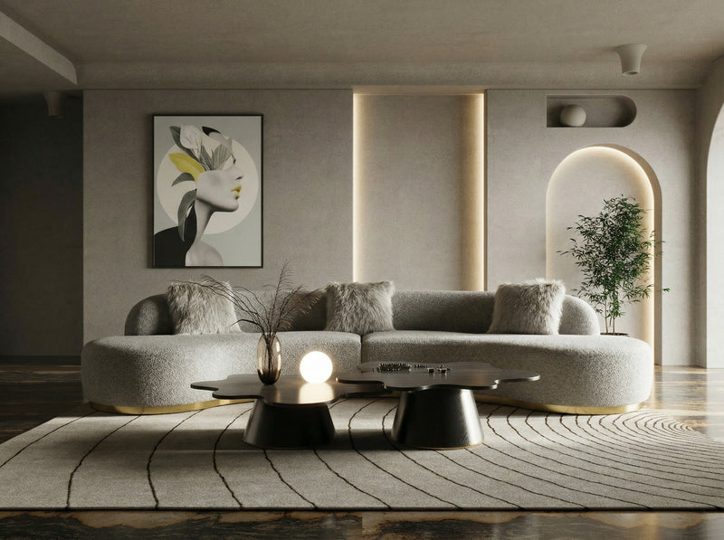 Frontier - Glam Grey Fabric Curved Sectional Sofa — view 3