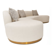 Frontier - Glam White Fabric Curved Sectional Sofa with Beige Pillows — view 5