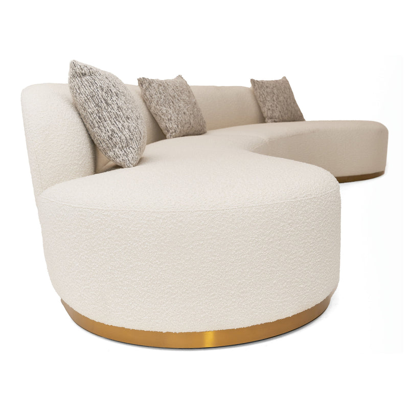 Frontier - Glam White Fabric Curved Sectional Sofa with Beige Pillows — view 5