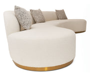 Frontier - Glam White Fabric Curved Sectional Sofa with Beige Pillows — view 3