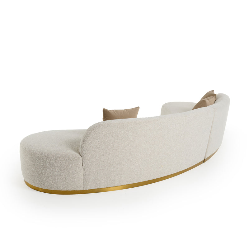 Frontier - Glam Beige Fabric Curved Sectional Sofa with Beige Pillows — view 4