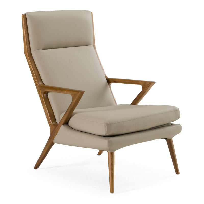 Fulton - Modern Beige Lounge Chair & Ottoman — view 2