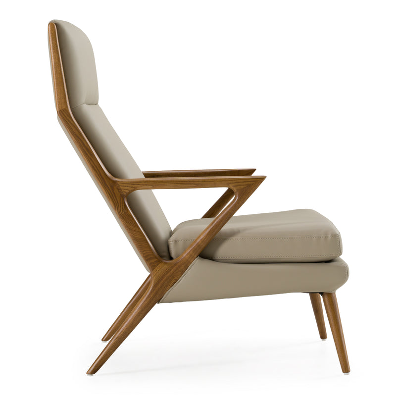 Fulton - Modern Beige Lounge Chair & Ottoman — view 3
