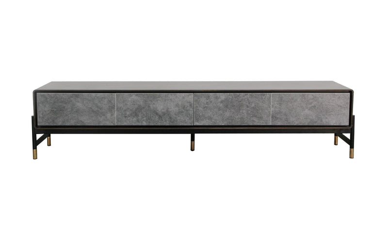 Gabrielle - Contemporary Acacia & Gold TV Stand — view 2