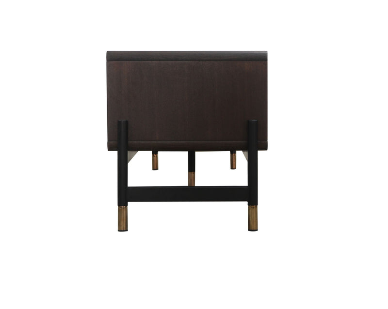 Gabrielle - Contemporary Acacia & Gold TV Stand — view 3