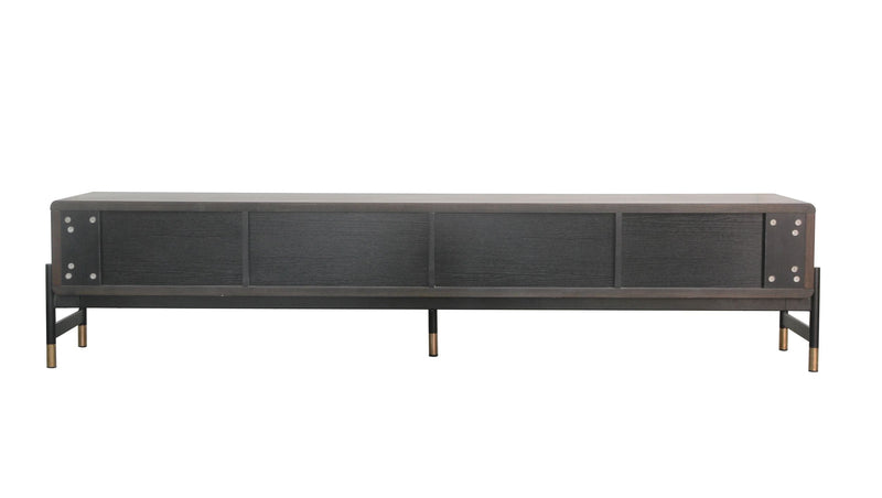 Gabrielle - Contemporary Acacia & Gold TV Stand — view 4