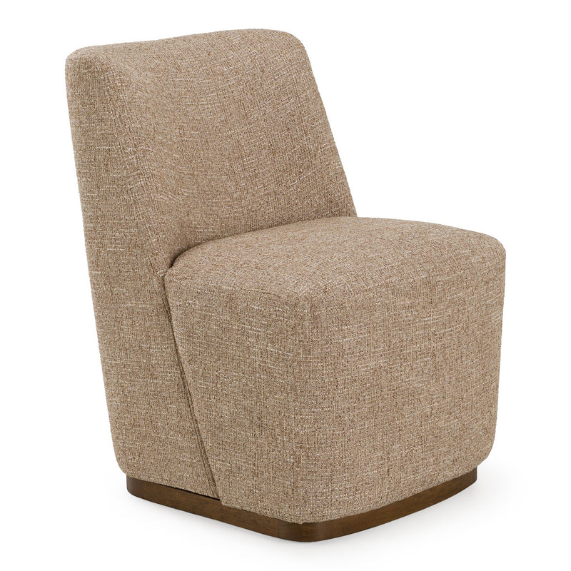 Galloway - Modern Beige Fabric + Walnut Dining Chair w/Casters (Set of 2)
