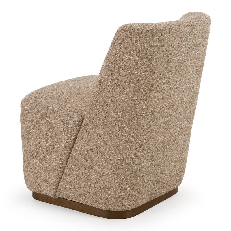 Galloway - Modern Beige Fabric + Walnut Dining Chair w/Casters (Set of 2) — view 3