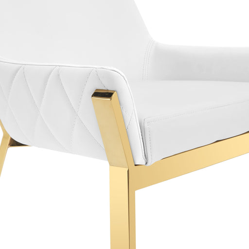Ganon - Modern White & Gold Dining Chair — view 2