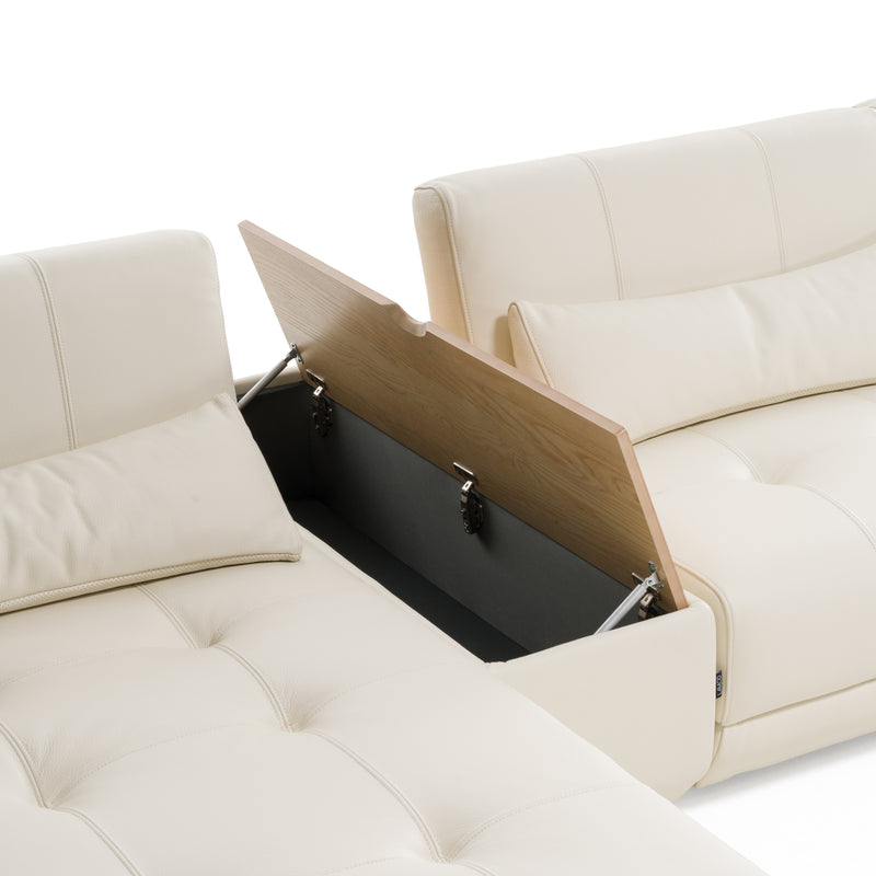 Garfield - Modern Off-White Leather 7-Piece Modular Sectional Sofa — view 5