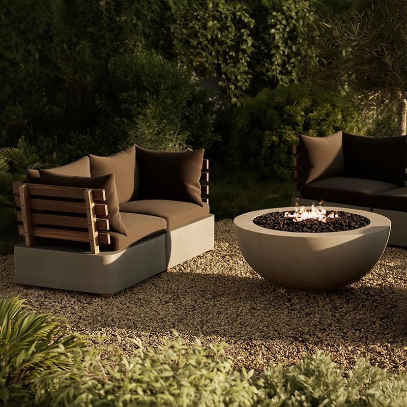 Garza Outdoor Concrete & Teak 2-Piece Corner Set — view 4