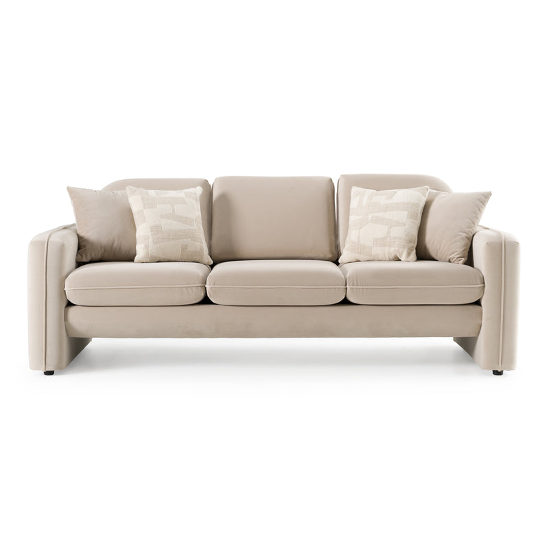 Gaston - Modern Beige Velvet Sofa