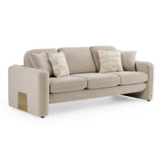 Gaston - Modern Beige Velvet Sofa — view 2