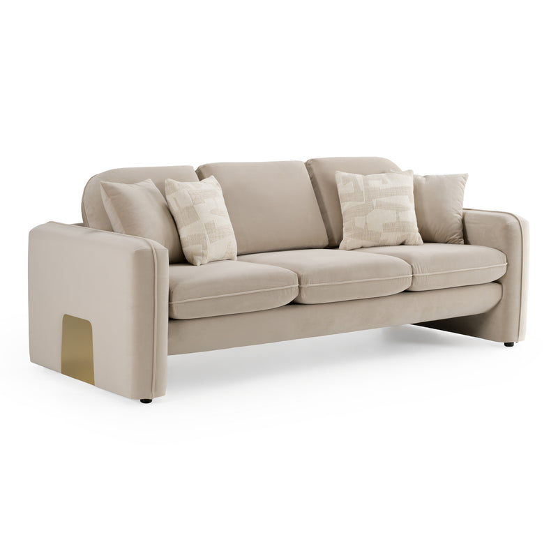 Gaston - Modern Beige Velvet Sofa — view 2