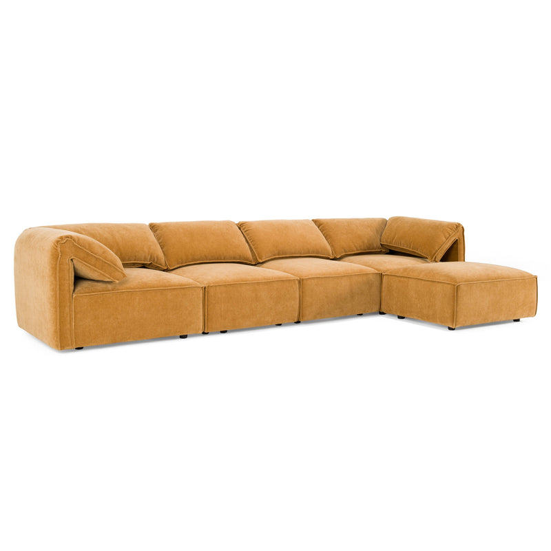 Gene - Modern Ochre Fabric Modular Sectional Sofa — view 2