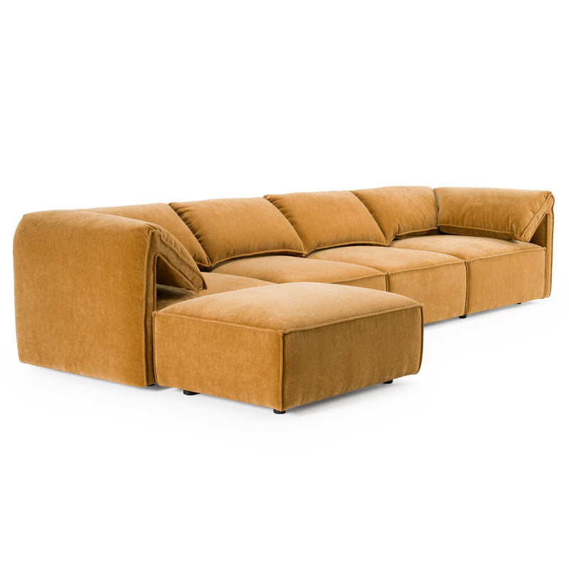 Gene - Modern Ochre Fabric Modular Sectional Sofa — view 4