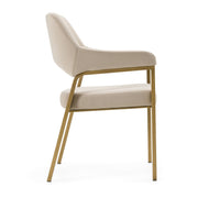 George - Modern Beige Fabric + Antique Brass Dining Chair — view 2