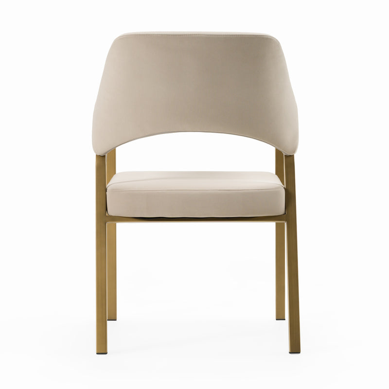 George - Modern Beige Fabric + Antique Brass Dining Chair — view 3
