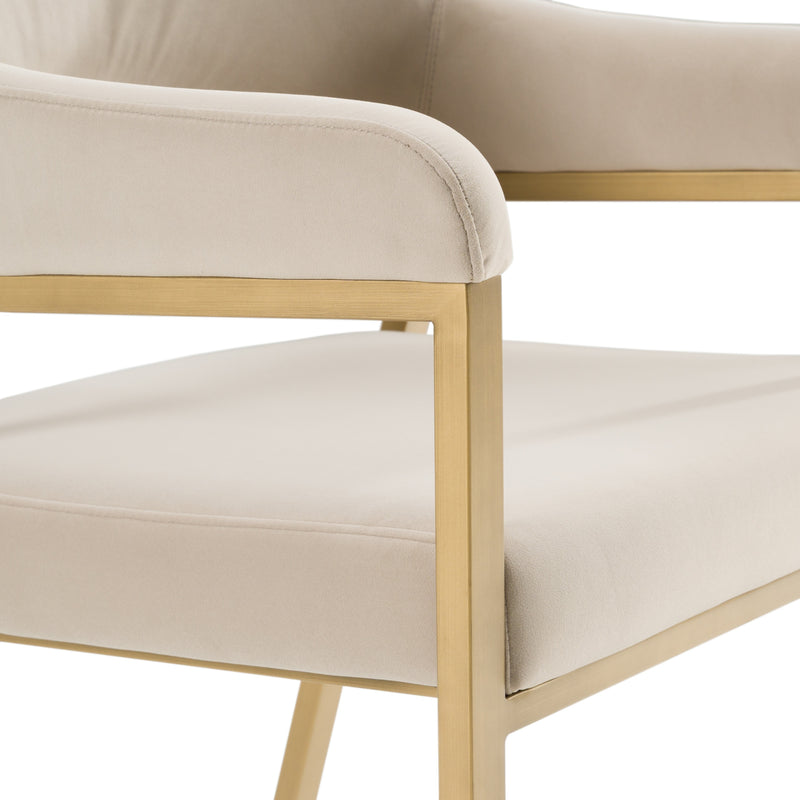 George - Modern Beige Fabric + Antique Brass Dining Chair — view 4