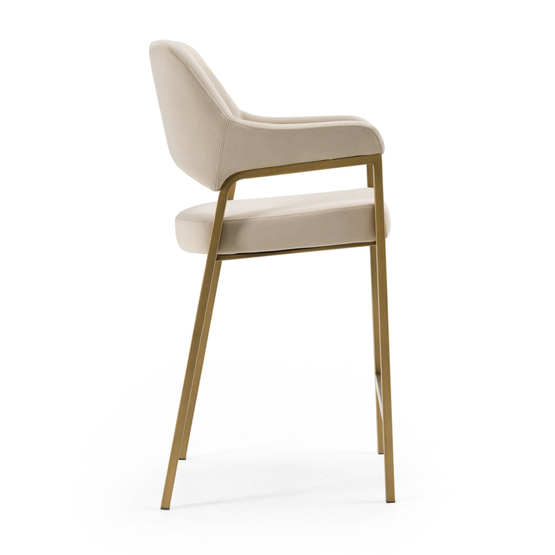 George - Modern Beige Fabric + Antique Brass Counter Chair — view 2