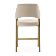 George - Modern Beige Fabric + Antique Brass Counter Chair — view 3