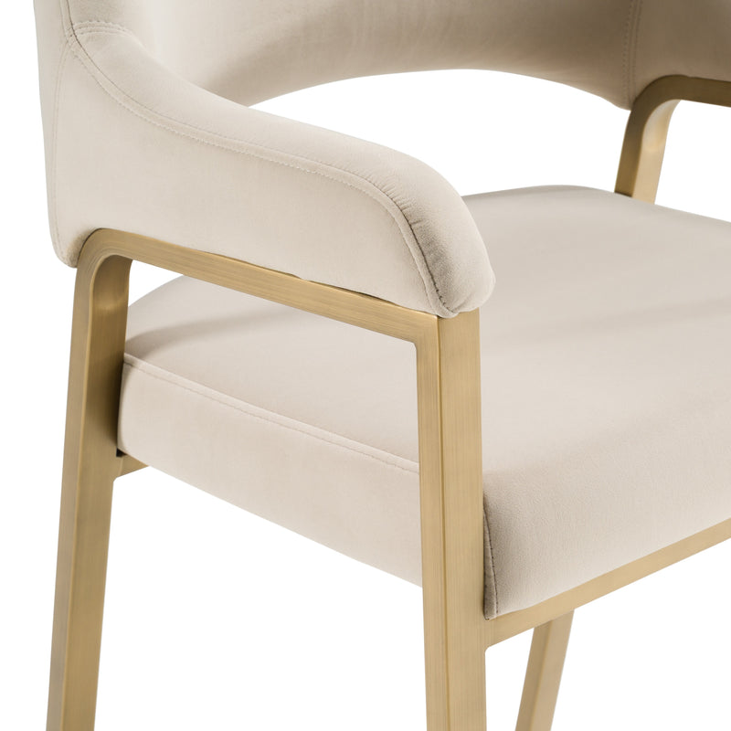 George - Modern Beige Fabric + Antique Brass Counter Chair — view 4
