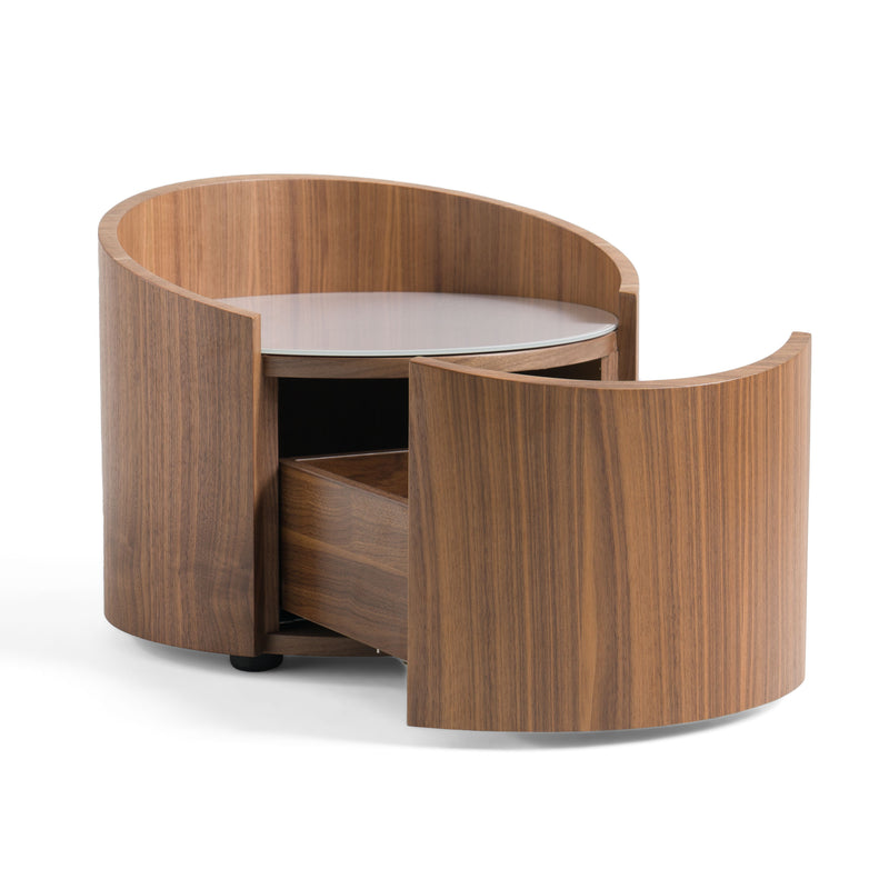 Geneva - Modern Walnut Round Nightstand — view 3