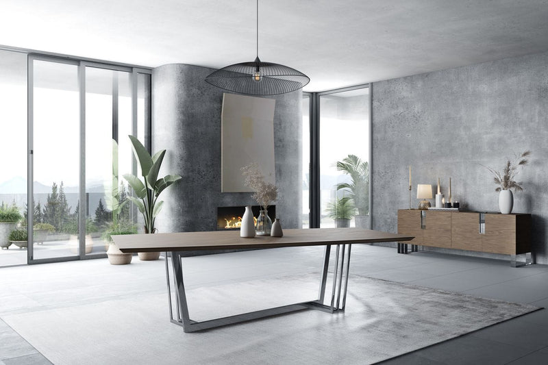 Gilroy - Modern Walnut & Stainless Steel Dining Table — view 3
