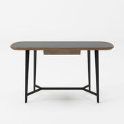 Girard - Modern Walnut & Black Glass Desk — view 3