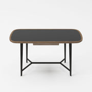 Girard - Modern Walnut & Black Glass Desk — view 4