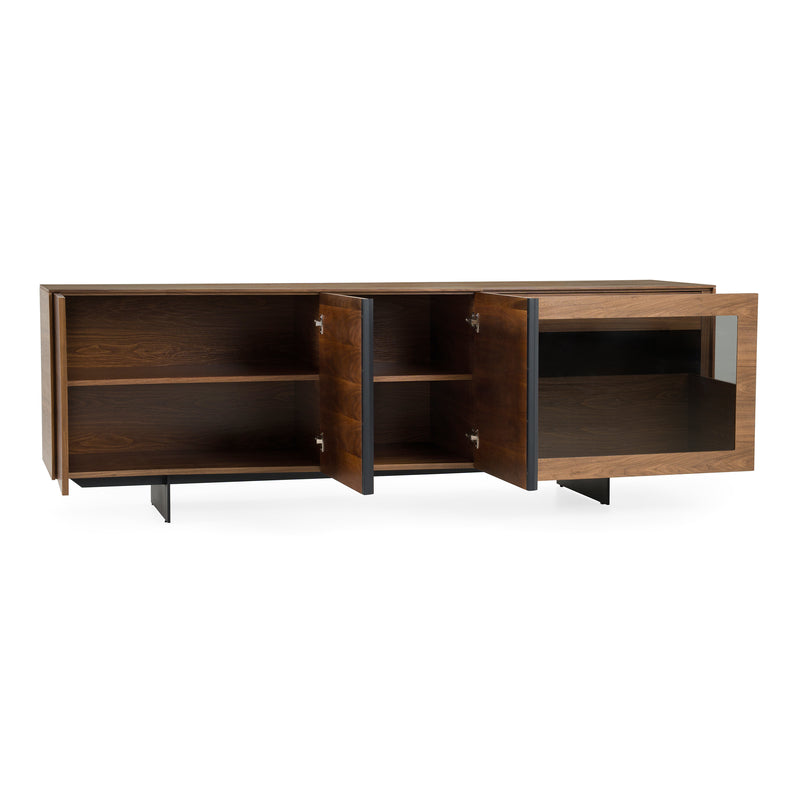 Glencoe - Modern Walnut & Grey Glass Buffet — view 5