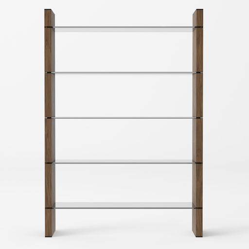 Glencoe - Modern Walnut & Black Glass Bookshelf — view 2